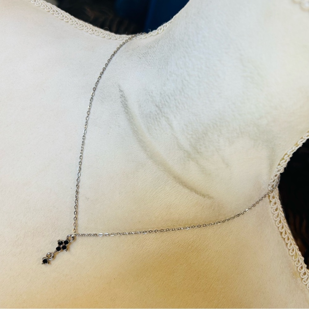 Handcrafted faceted black glass chandelier pendant on chain necklace